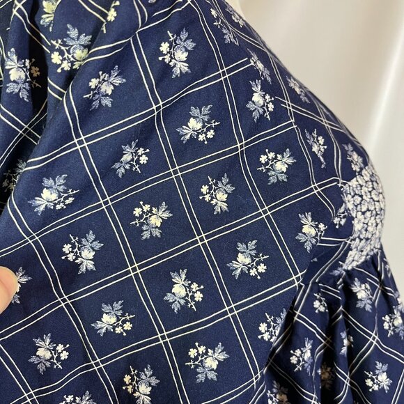 Vintage 1970s Nancy B Blue Floral Minidress Long Sleeves *Flaw - Picture 10 of 16